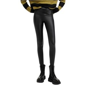 21 SAINTS FAUX Leather Black Pants XS casual work contemporary shiny moto